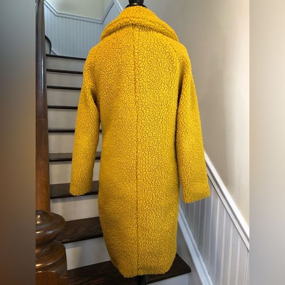 LUCKY BRAND Golden Long Sherpa Teddy Coat w Snap Closure & Hand Pockets Sz XS